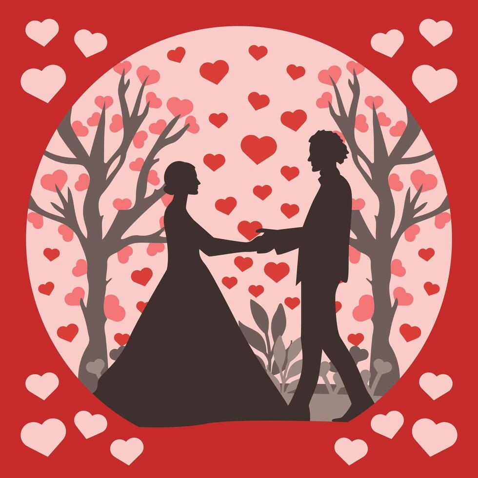 Wedding Couple Shadow Box Background vector