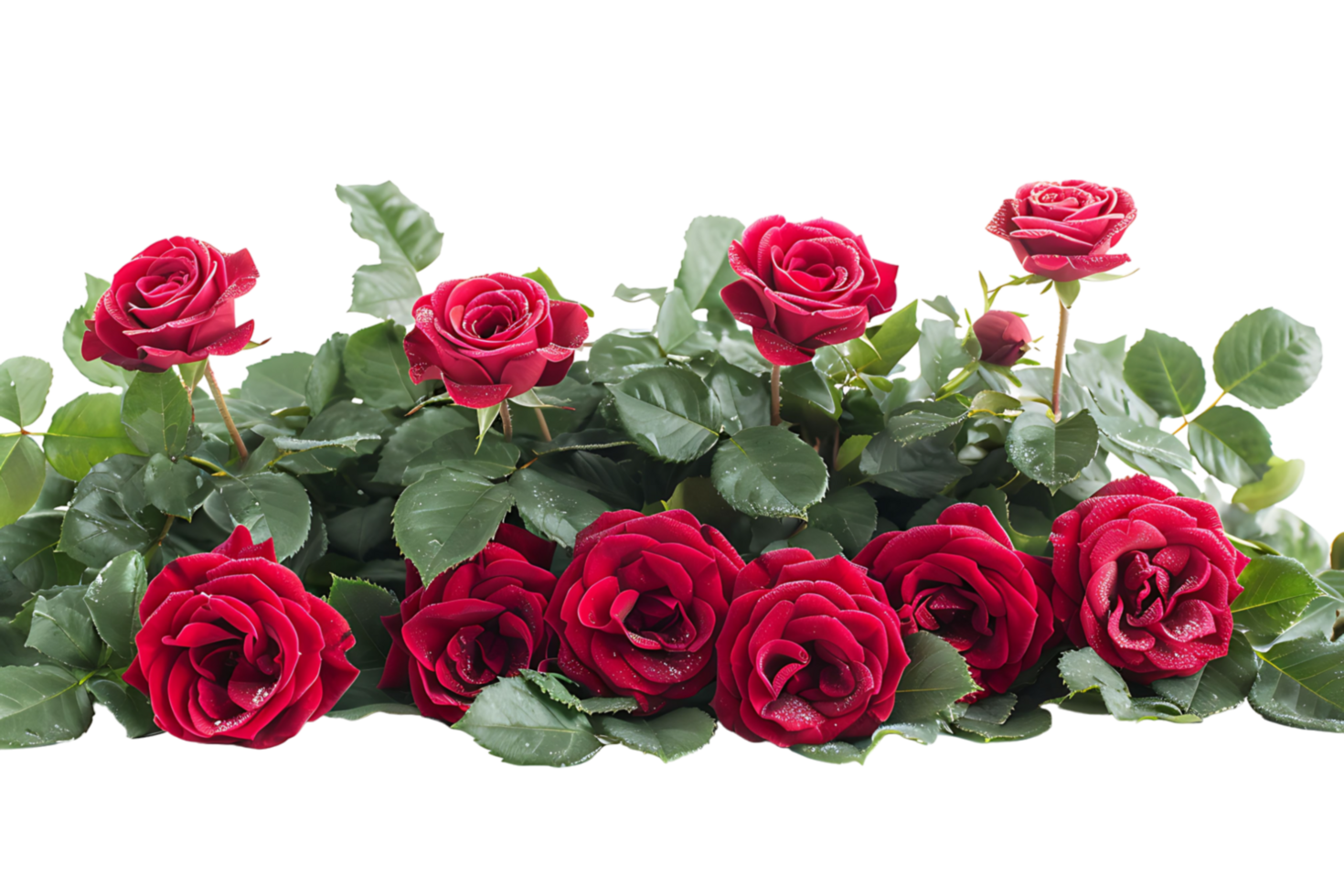 red roses field on isolated transparent background png