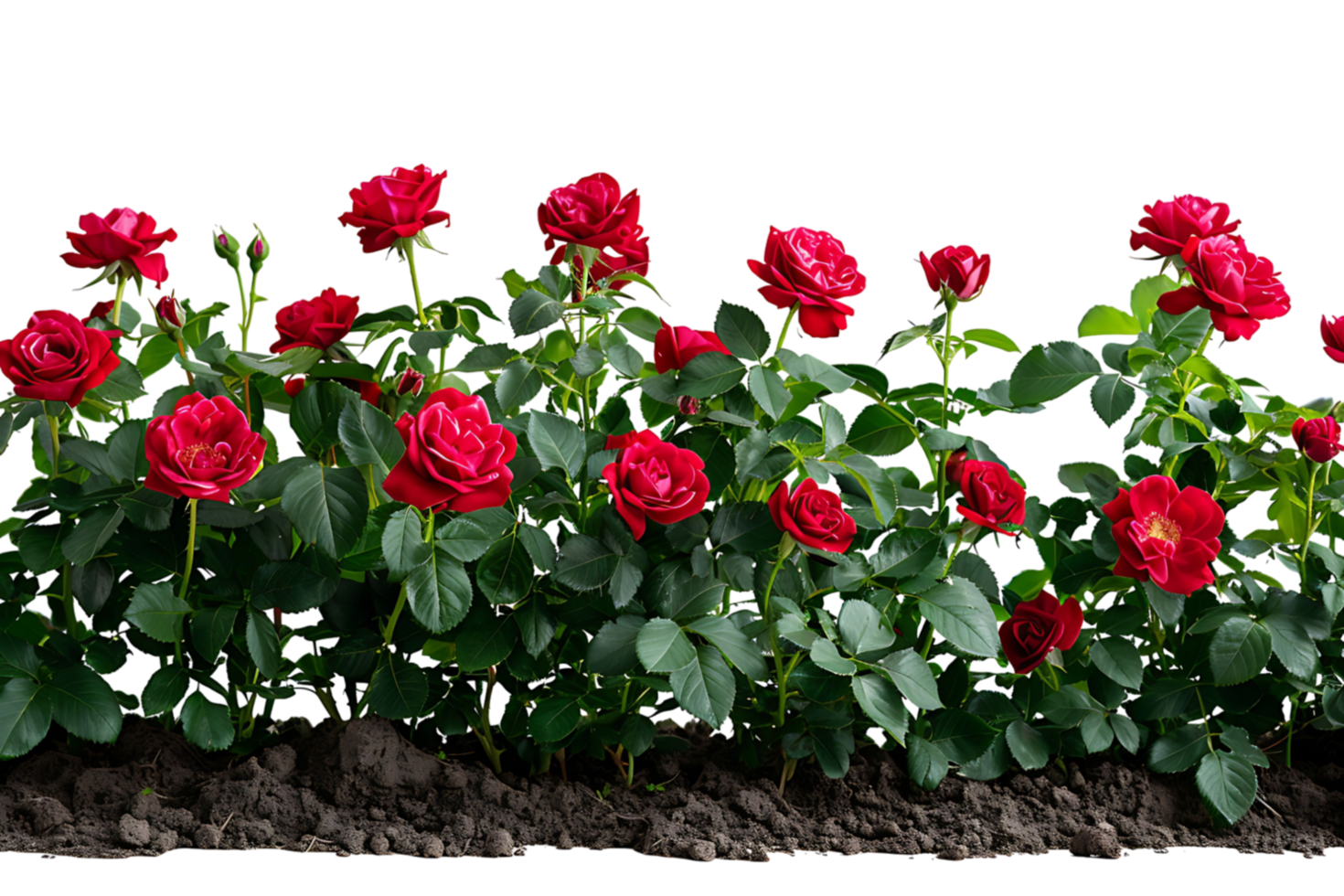 red roses field on isolated transparent background png