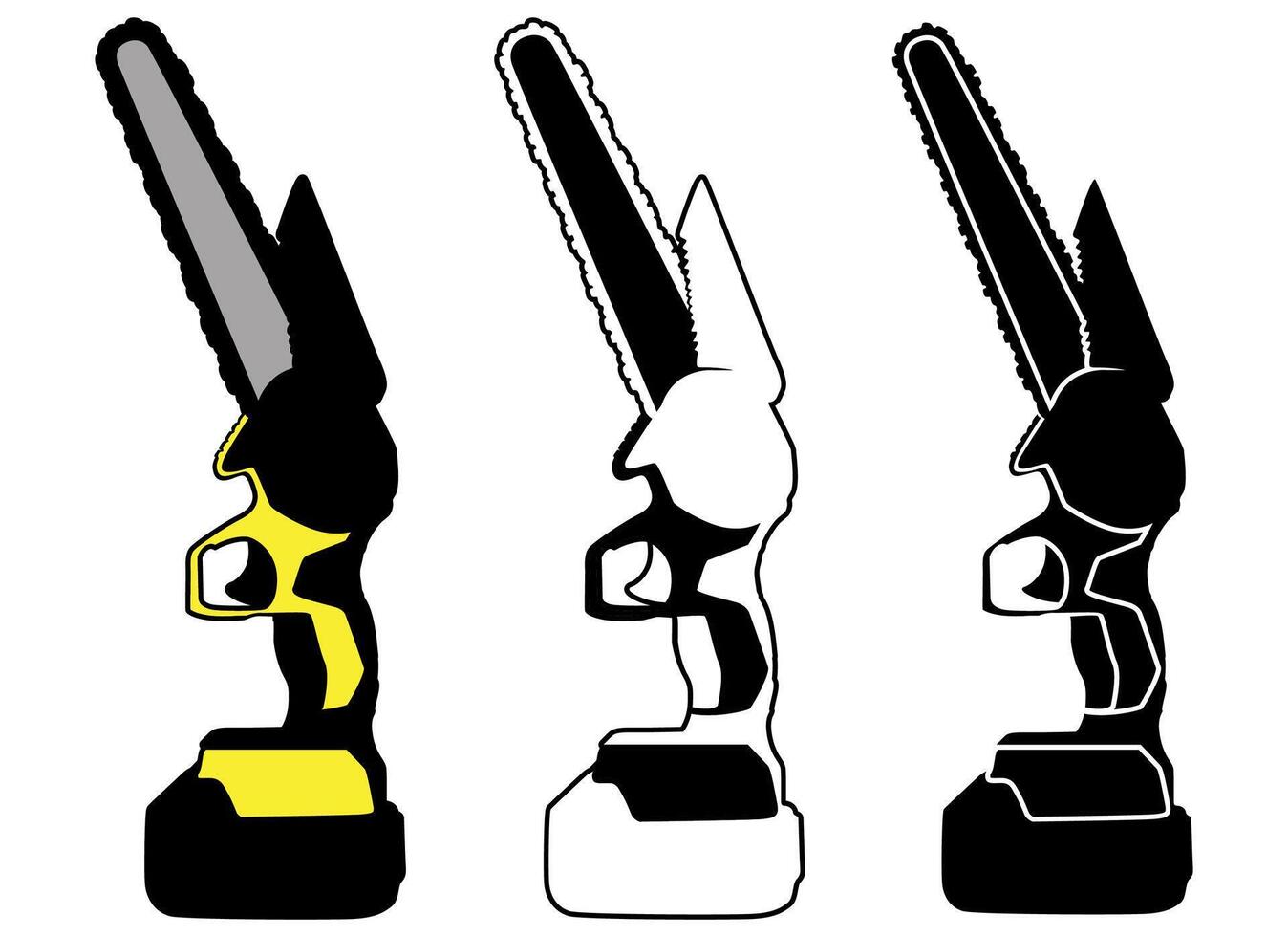 set chainsaw icon cutting wood symbol lumberjack machine vector