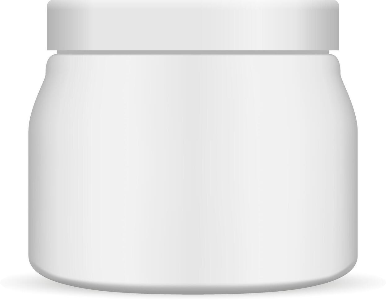 cosmético crema frasco. mate el plastico envase poder. sencillo redondo blanco paquete para cara piel cuerpo crema, manteca, gel, polvo. realista embalaje Bosquejo con tapa para médico bálsamo. vector