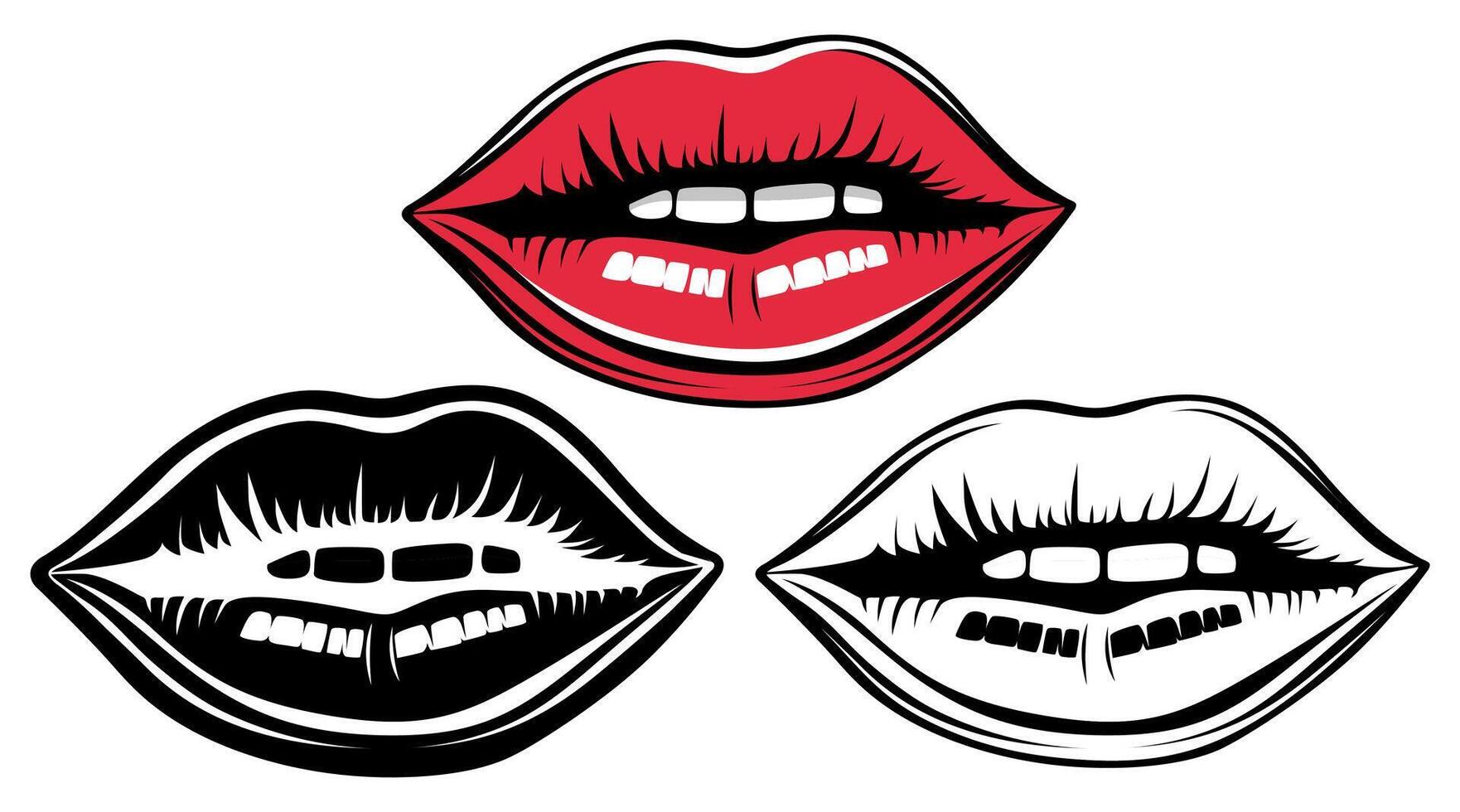 conjunto sensual rojo labios icono diseño ilustración vector
