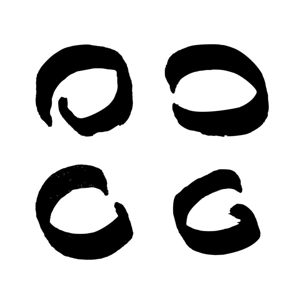 Black grunge brush strokes in circle form vector