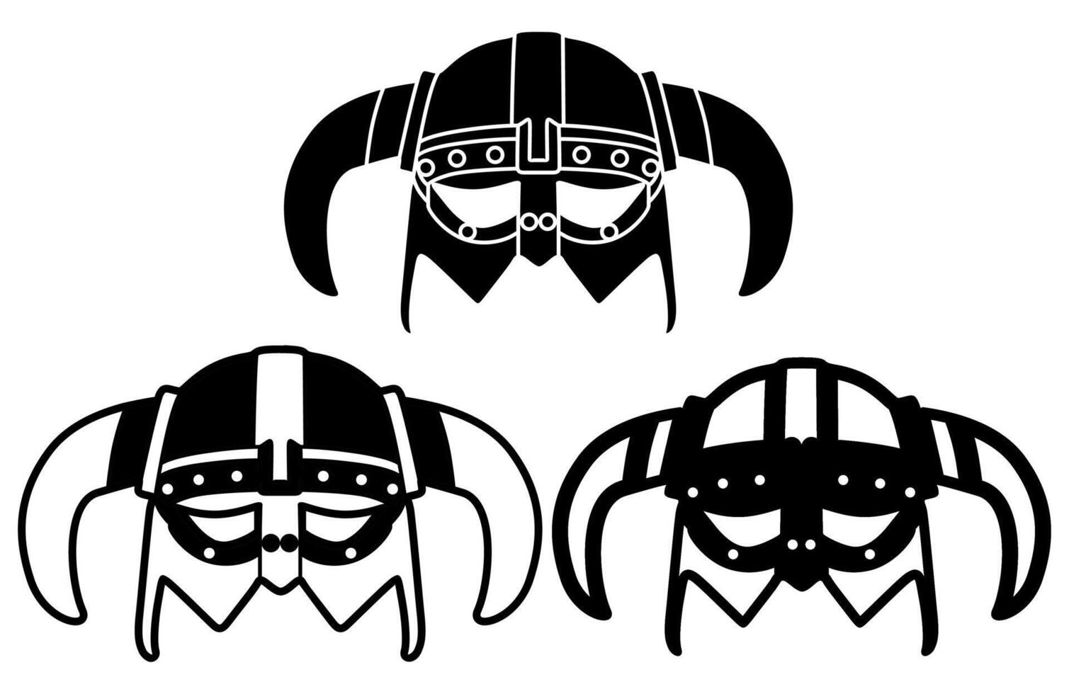 set viking warrior icon symbol. viking horned helmet logo vector