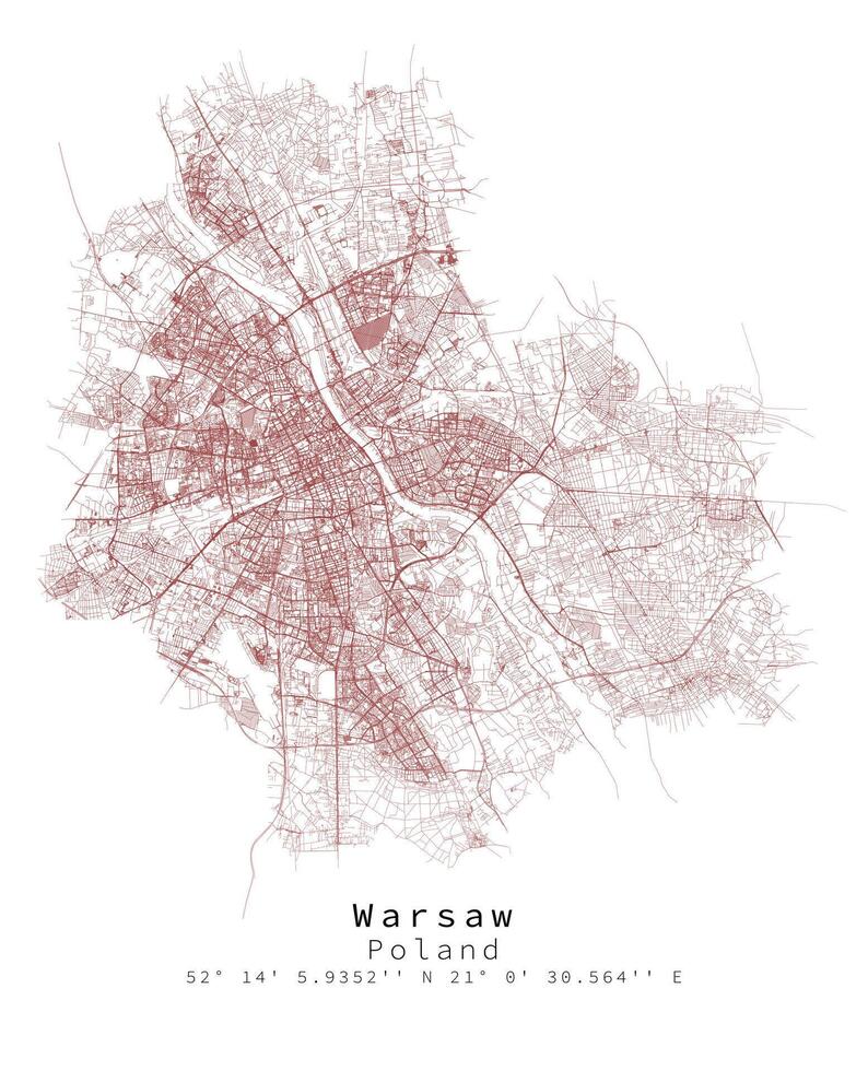 Warsaw,Poland,detail Streets Roads Map ,element template image vector