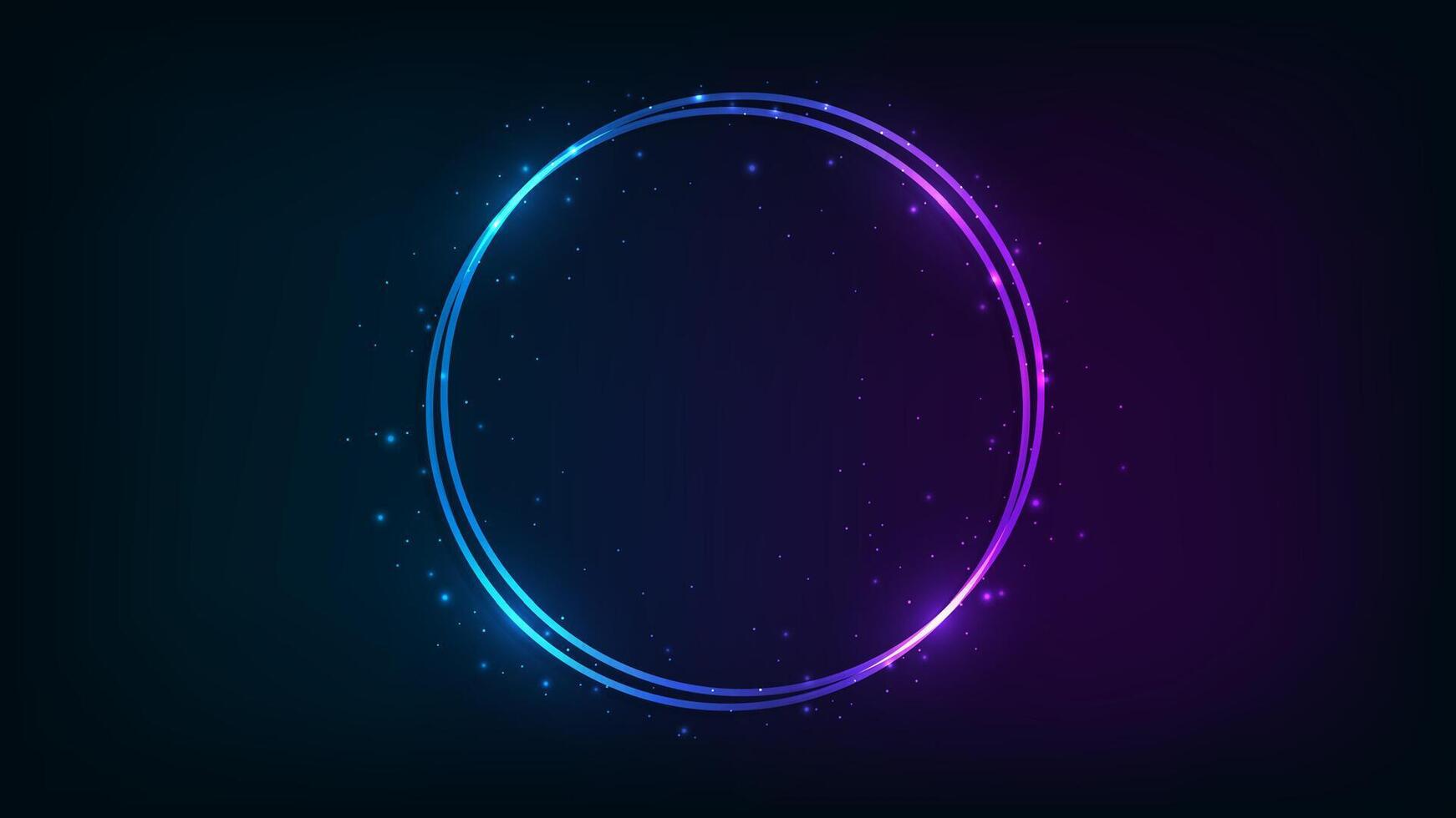 Neon double round frame vector