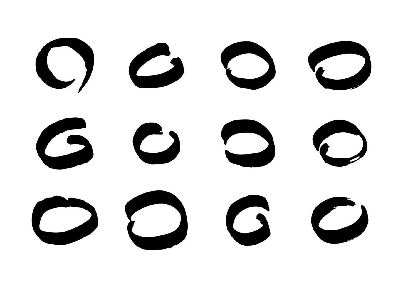 Black grunge brush strokes in circle form vector