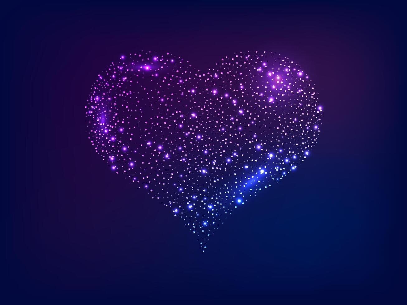 Neon heart on dark background vector