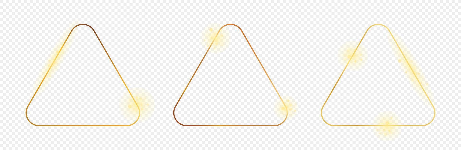 Gold glowing rounded triangle frame vector