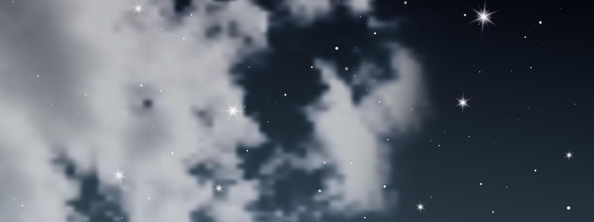 Night sky with clouds and many stars vector