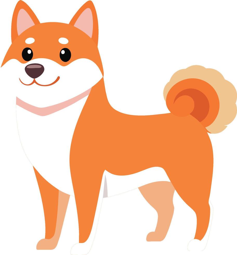 illustration shiba inu dog cartoon style vector
