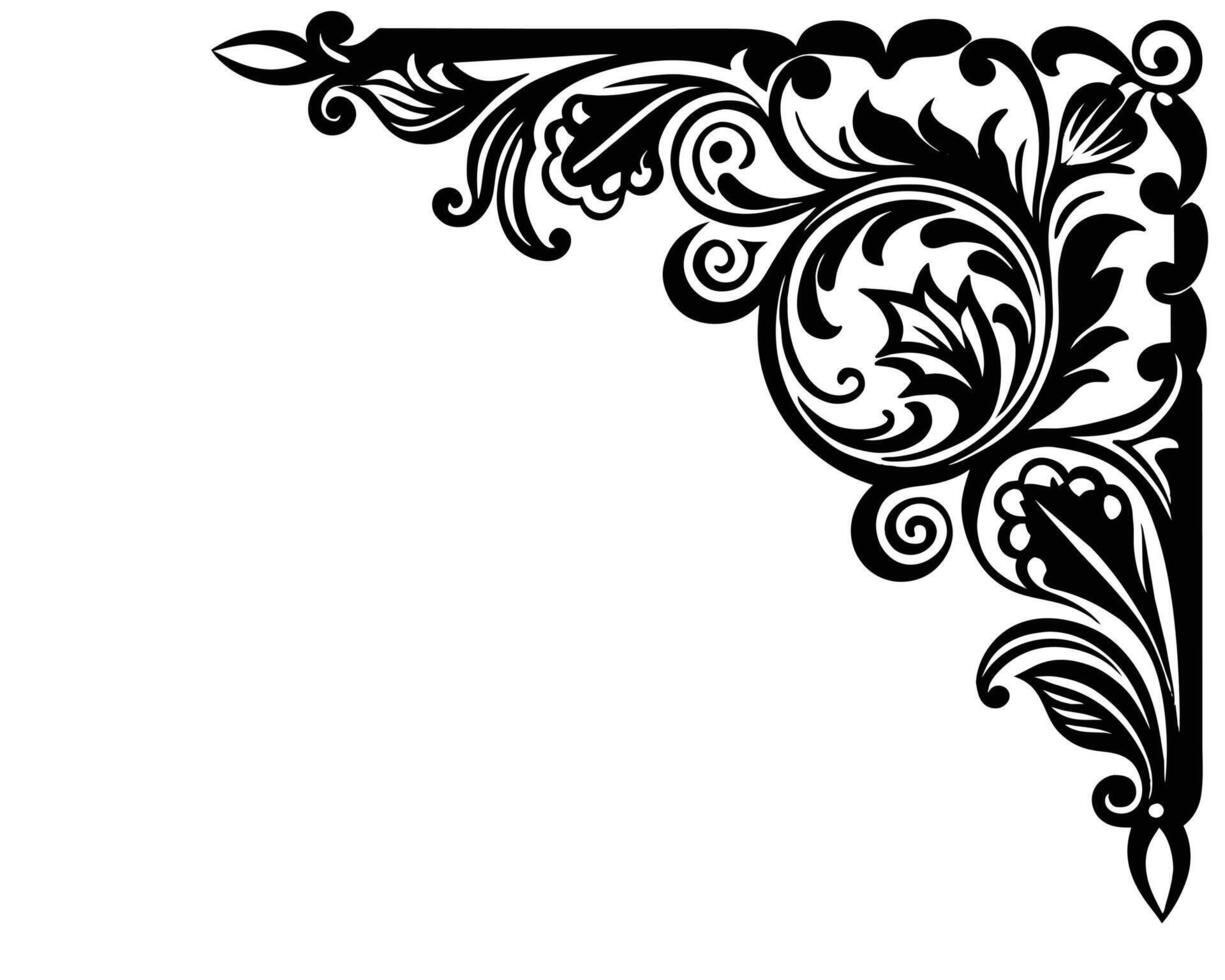 Ornament with filigree corner Line art design vector