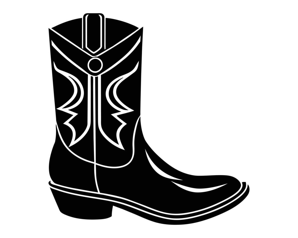 Cowgirl Boot Cut Out Line art design vector