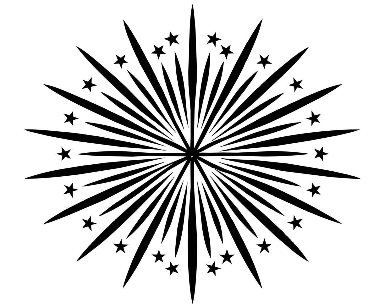 Firework Celebration Decor Drawn By Hands illustration On White Background vector