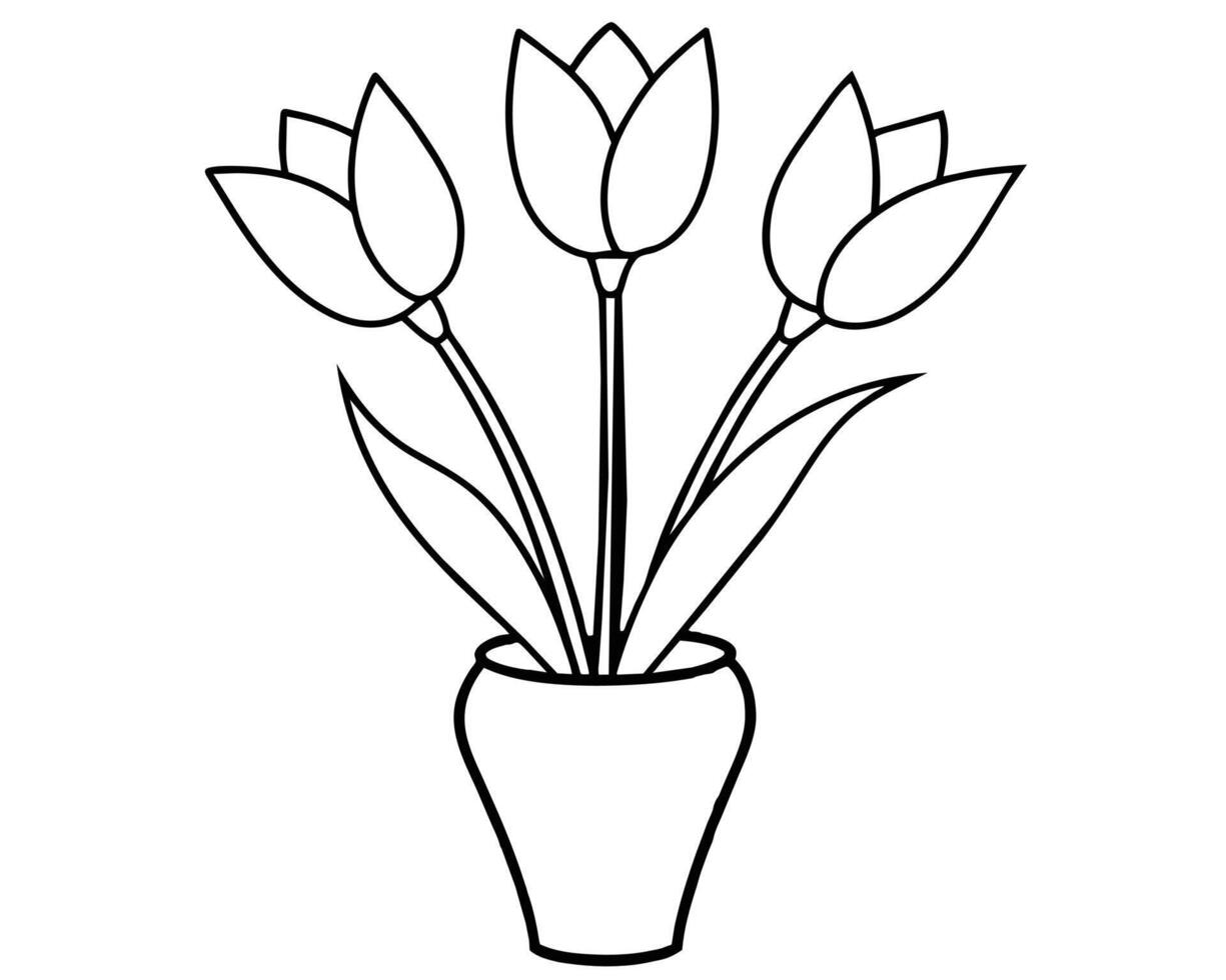 Flower vase outline vector