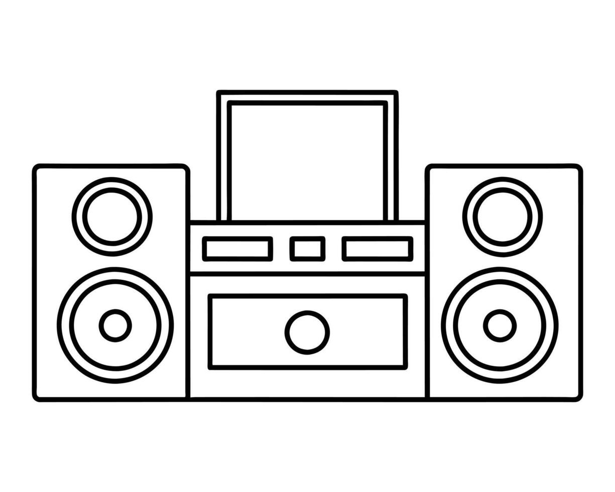 Music speakers and musical notes hand drawn vector