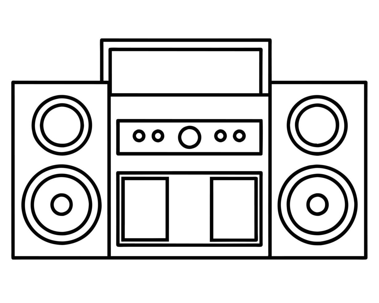 Music speakers and musical notes hand drawn vector