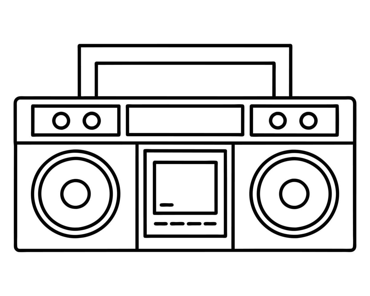 Music speakers and musical notes hand drawn vector