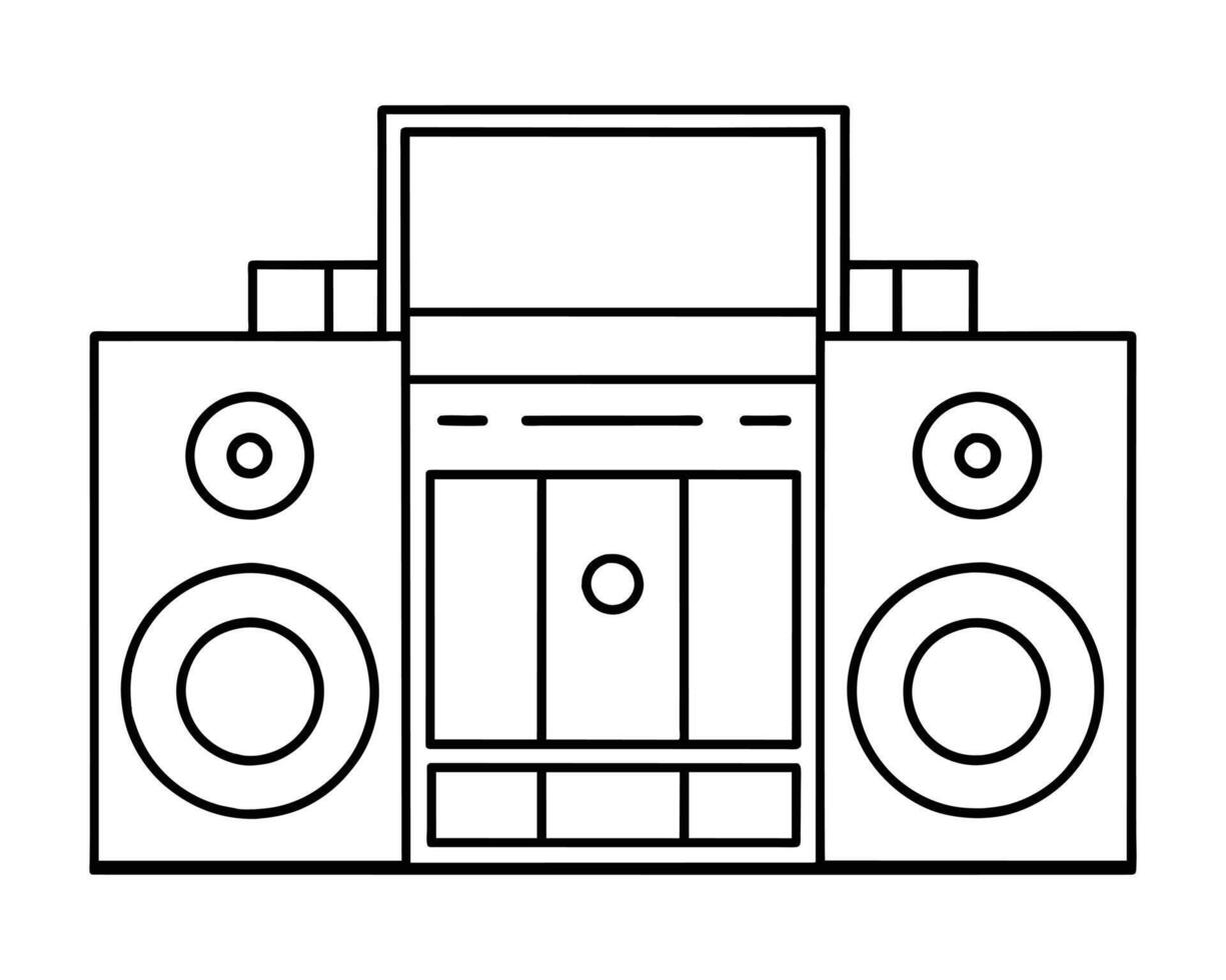 Music speakers and musical notes hand drawn vector
