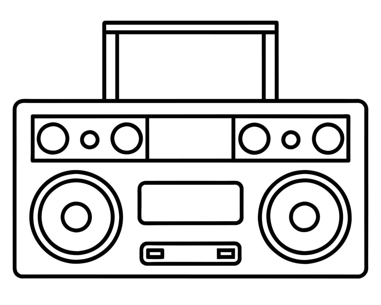 Music speakers and musical notes hand drawn vector