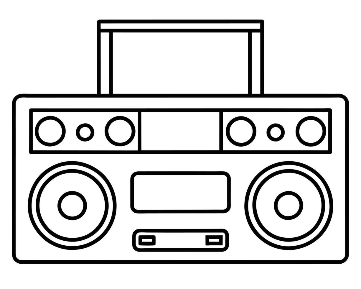 Music speakers and musical notes hand drawn vector