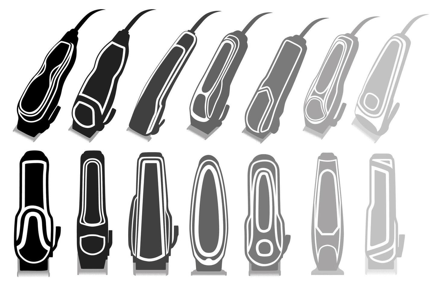 Set metallic hair clipper icon symbol. professional trimmer and shaver vector
