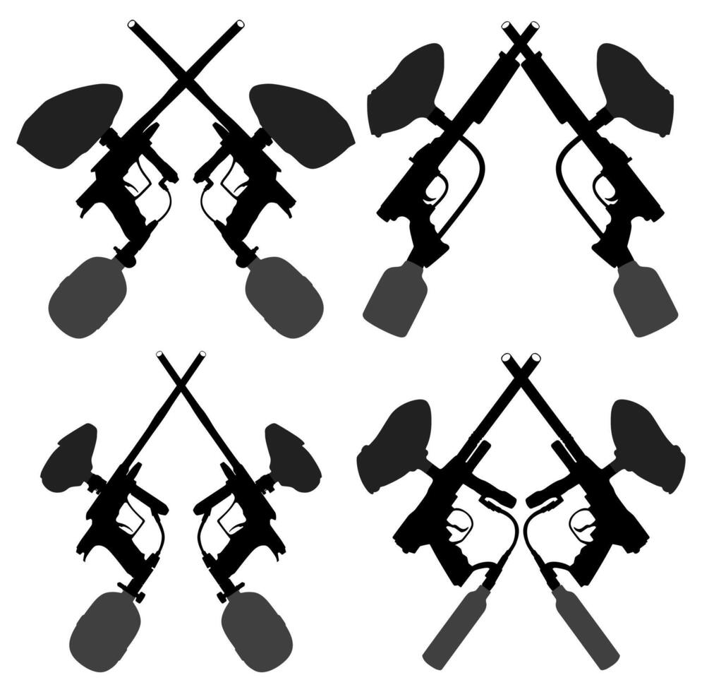set paintball marker gun icon team logo vector