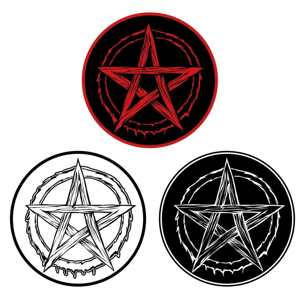 Set sign pentagram symbol. pentacle logo pictogram design vector