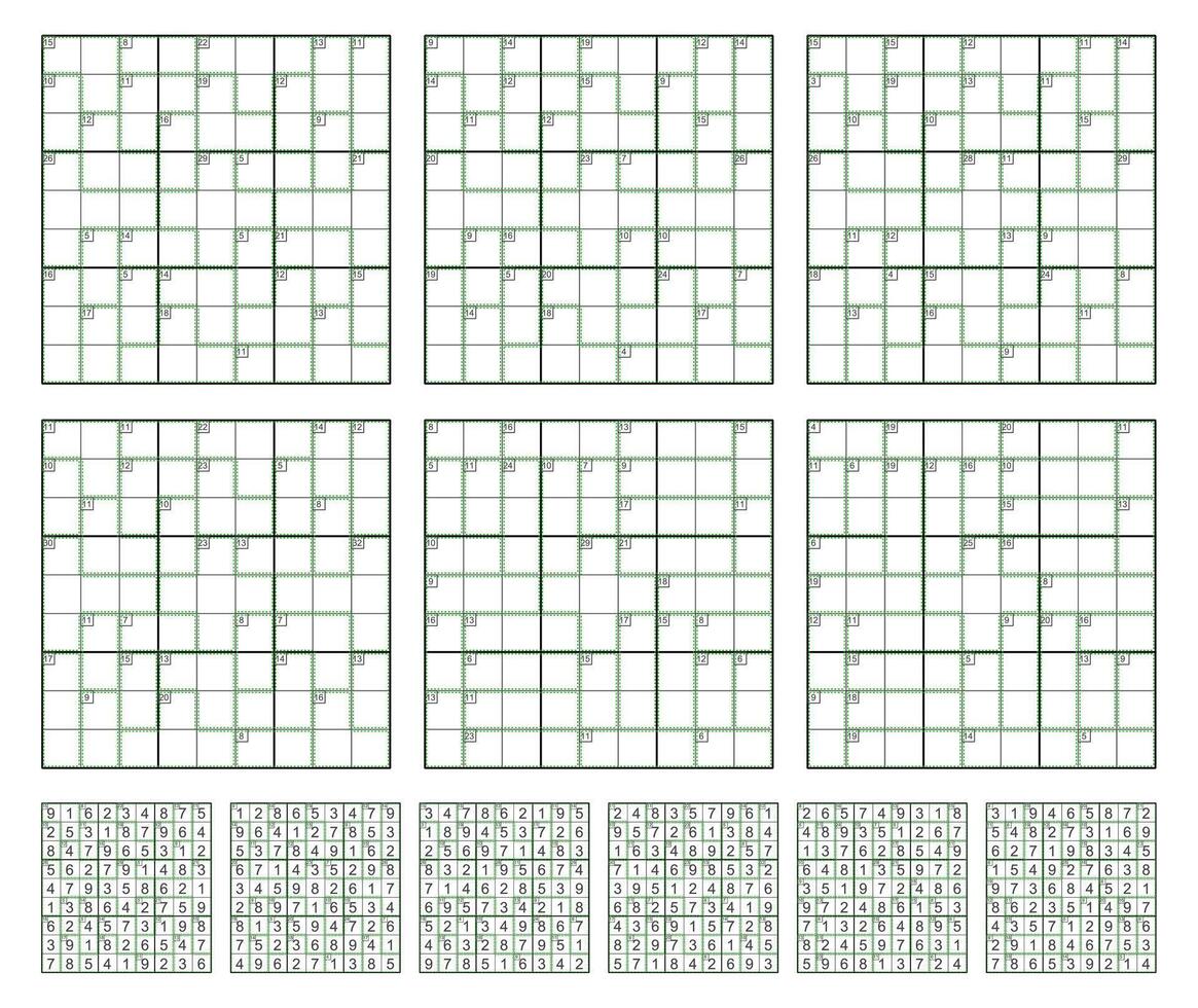 Killer Sudoku game set with answers. vector