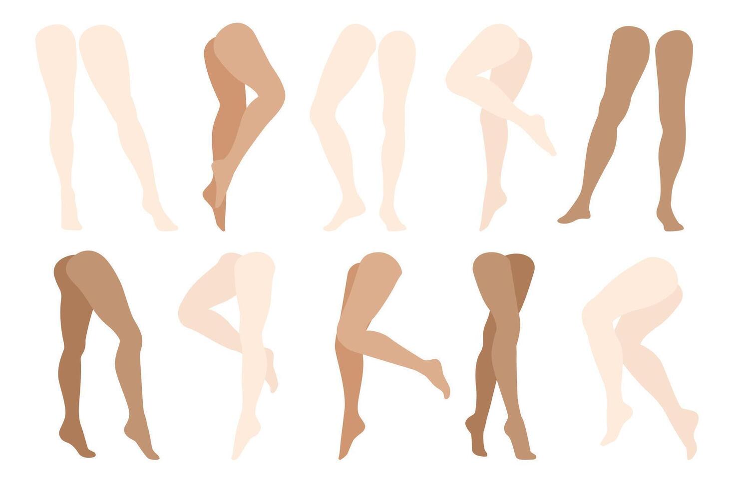 desnudo mujer piernas. hembra suave piel en medias, niña sensual pie con elevado espinilla, mujer pierna en medias. plano conjunto vector