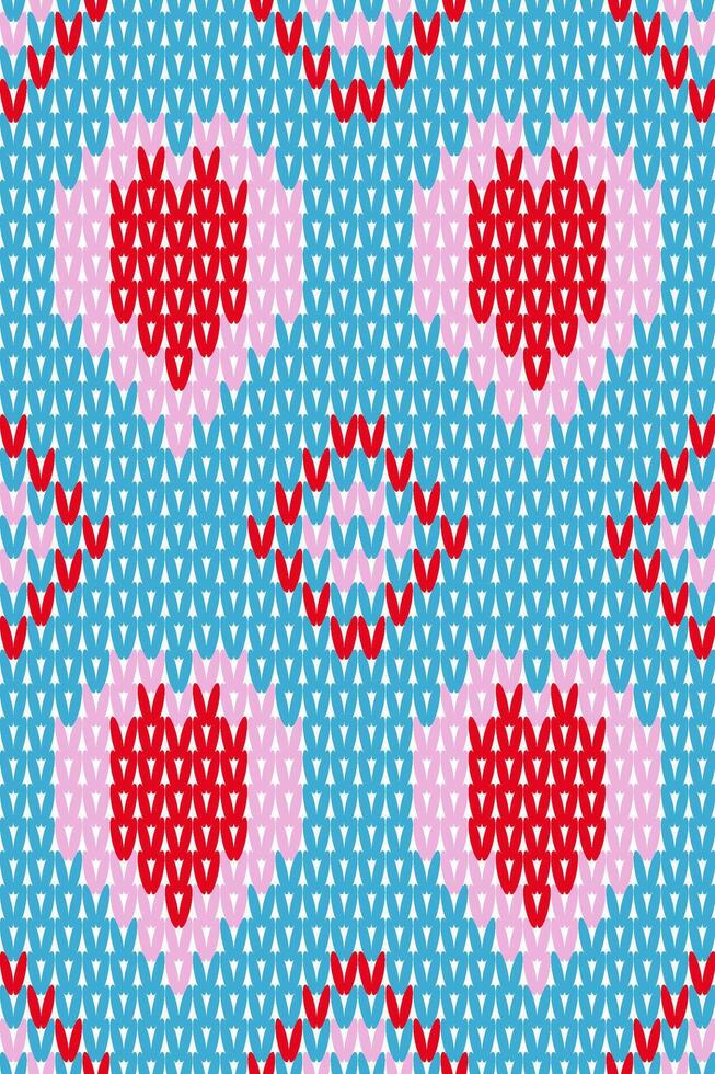 Textured pastel color heart shape knitted seamless background vector