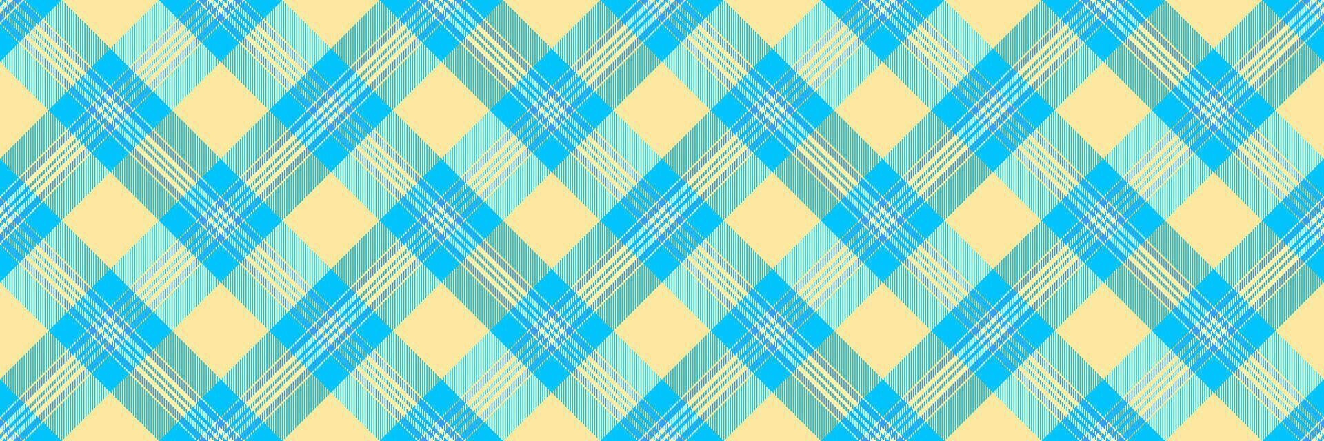 Rug pattern plaid check, royalty textile seamless fabric. Clan texture tartan background in yellow and deep sky blue colors. vector