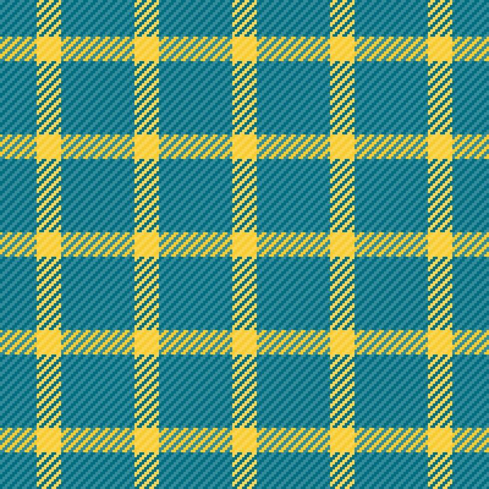 Shirt seamless plaid tartan, spring pattern check texture. Household fabric background textile in cyan and yellow colors. vector