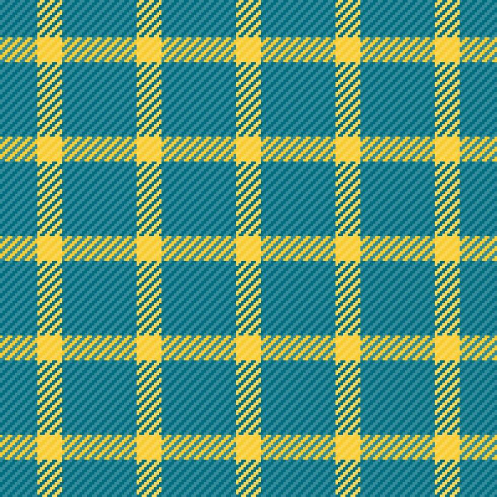 Shirt seamless plaid tartan, spring pattern check texture. Household fabric background textile in cyan and yellow colors. vector