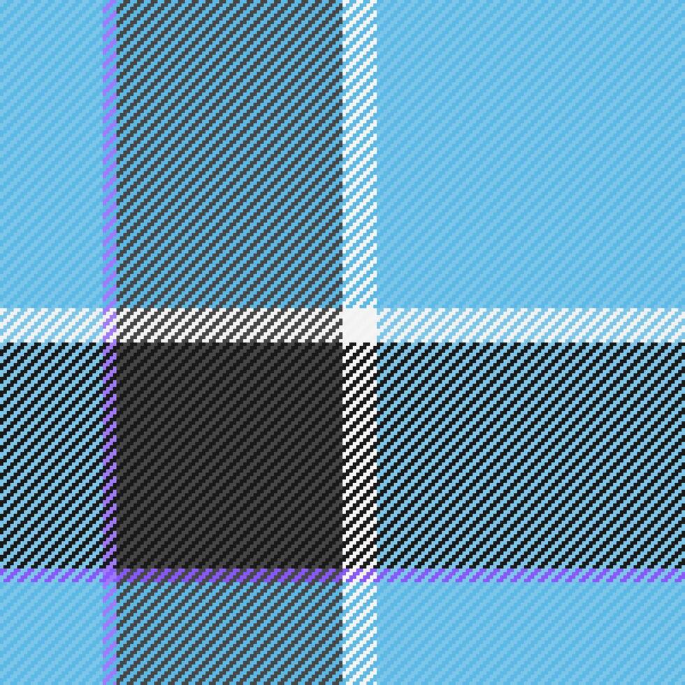 Grungy check plaid seamless, cover pattern tartan background. Thread texture textile fabric in cyan and black colors. vector