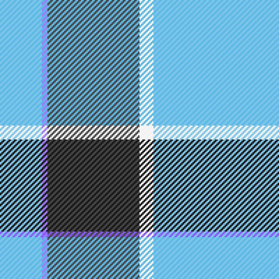 Grungy check plaid seamless, cover pattern tartan background. Thread texture textile fabric in cyan and black colors. vector