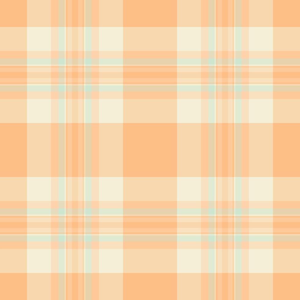 Dress check fabric, couch texture seamless textile. Random tartan pattern plaid background in light and orange colors. vector