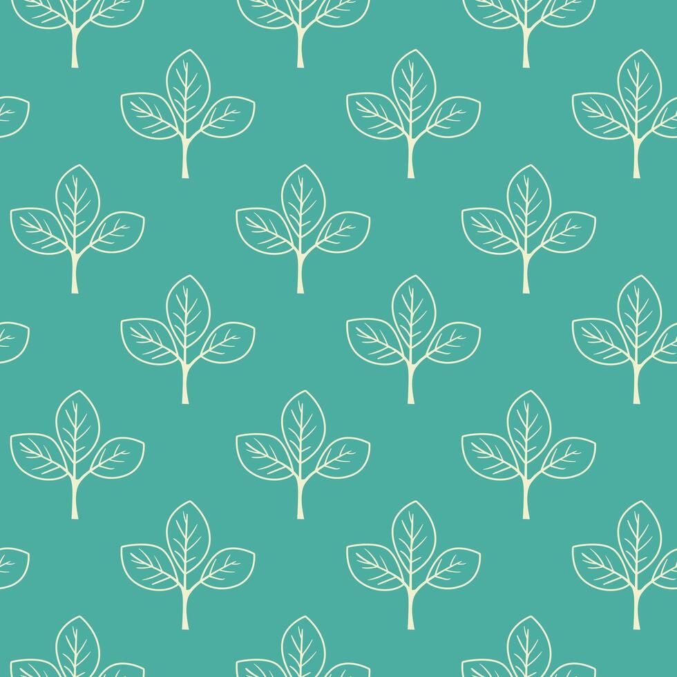 Hand drawn floral pattern design. Simple ornament with plant and leaf. vector