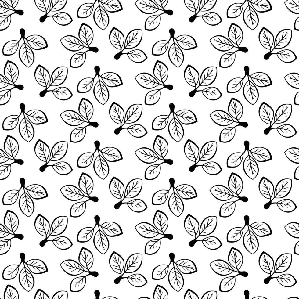 Hand drawn floral pattern design. Simple ornament with plant and leaf. vector