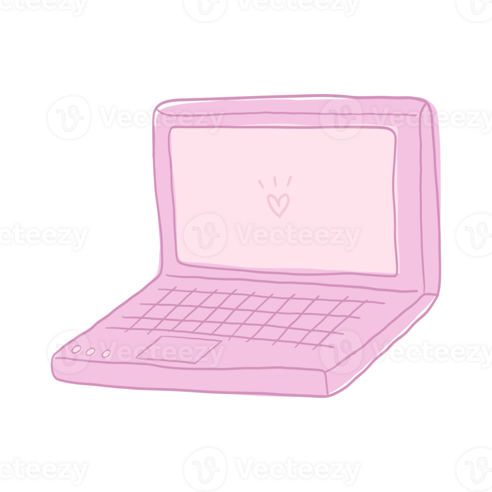 cute pink computer line drawings png