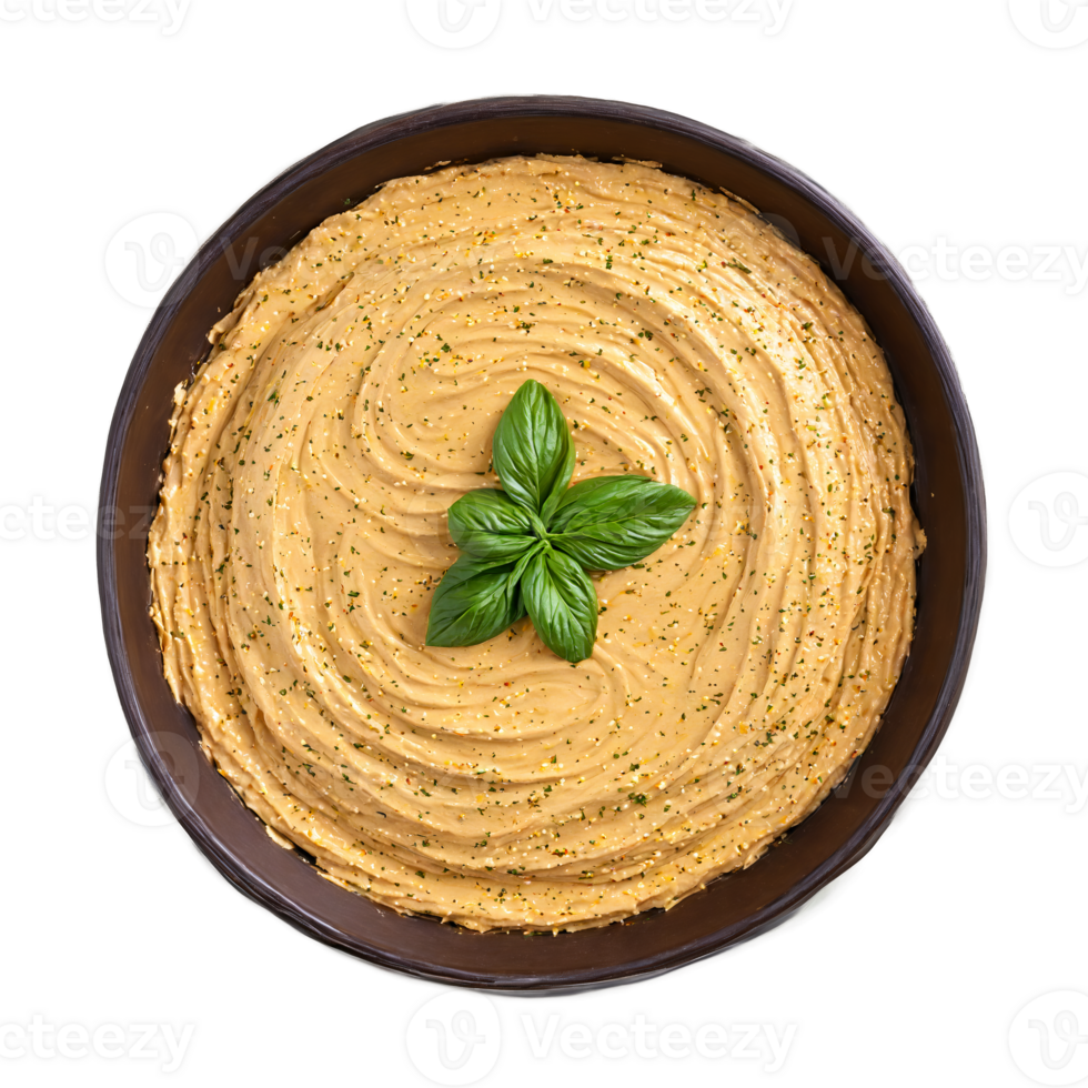 Hummus with creamy texture olive oil paprika pita chips floating Food and culinary concept png
