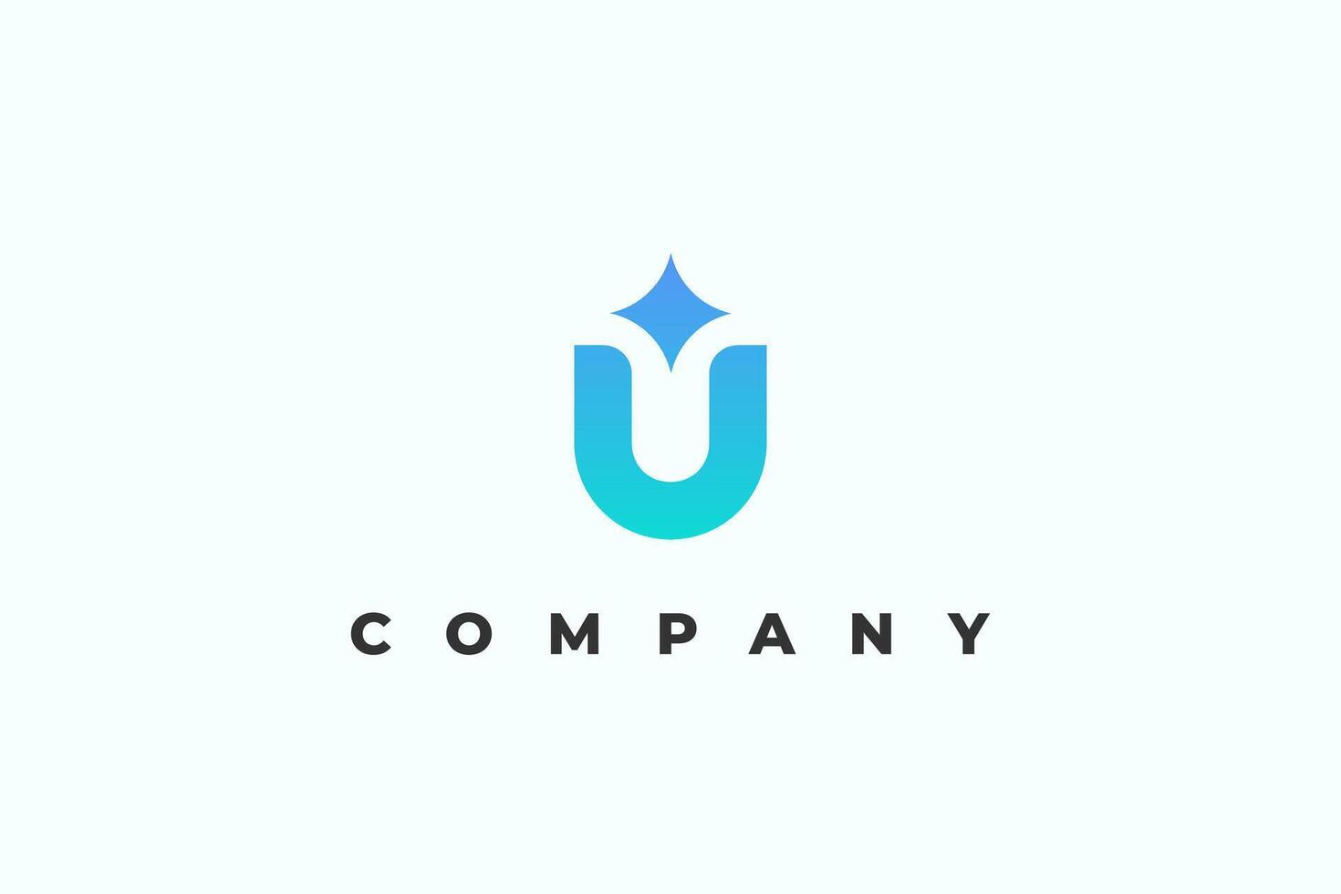 letter u and star modern logo vector