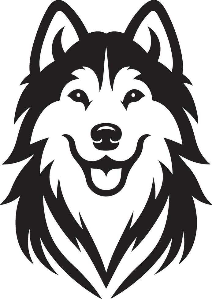 Siberian Husky dog face silhouette illustration. Popular family dog. vector