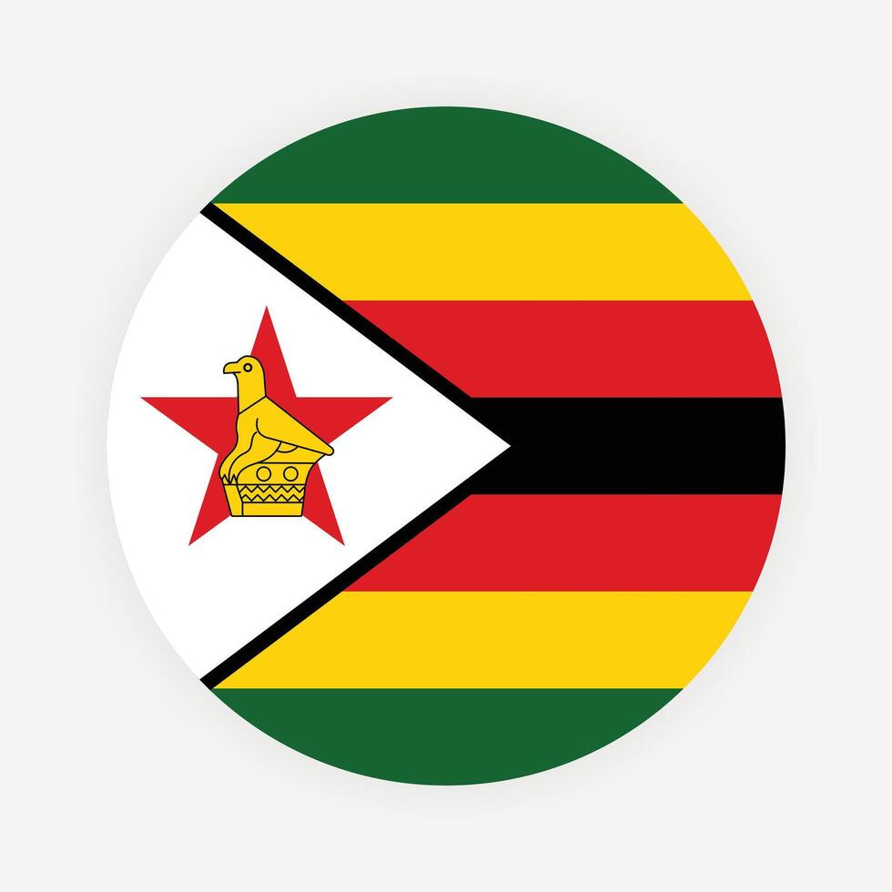 National Flag of Zimbabwe. Zimbabwe Flag. Zimbabwe Round flag. vector