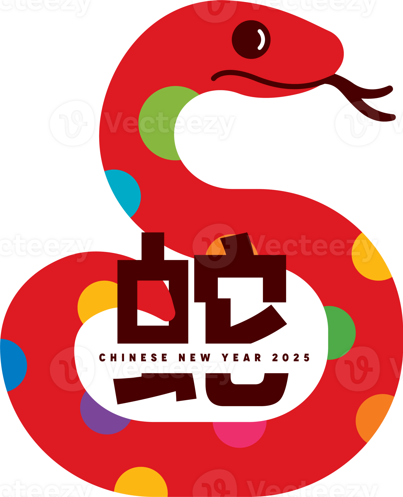2025 Chinese New Year of the Snake pictogram greeting card concept. Happy New Year 2025 with