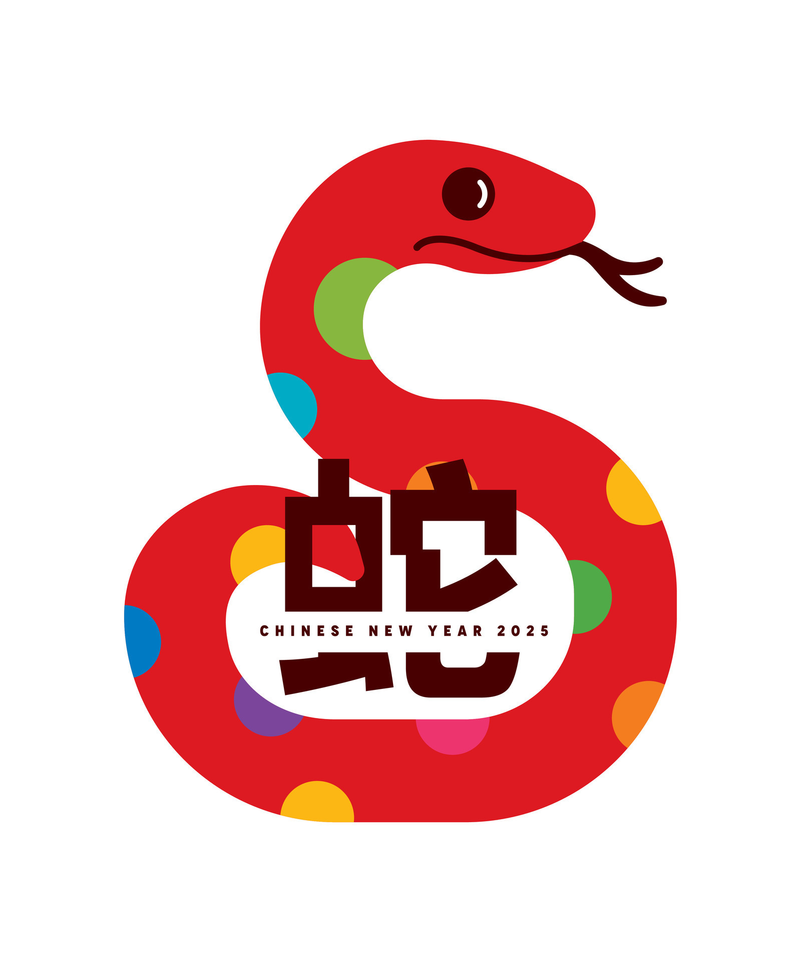 2025 Chinese New Year of the Snake pictogram greeting card concept