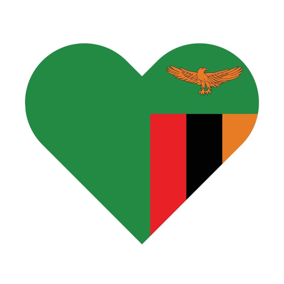 National Flag of Zambia. Zambia Flag. Zambia Heart flag. vector