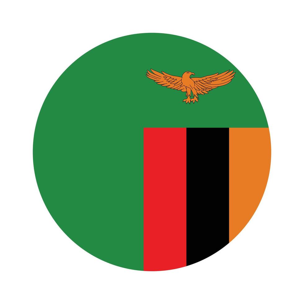 National Flag of Zambia. Zambia Flag. Zambia Round flag. vector