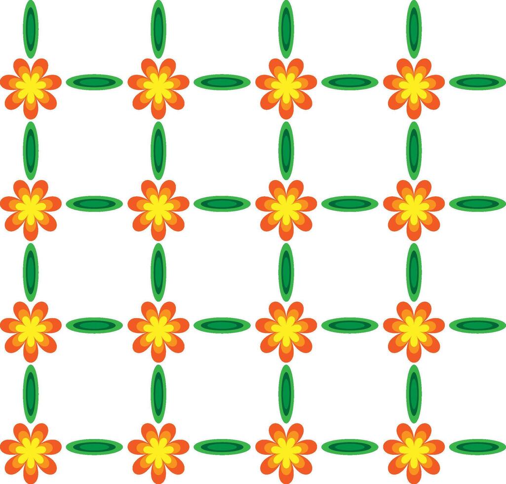 Pattern of yellow flowers and leaves on a white background vector