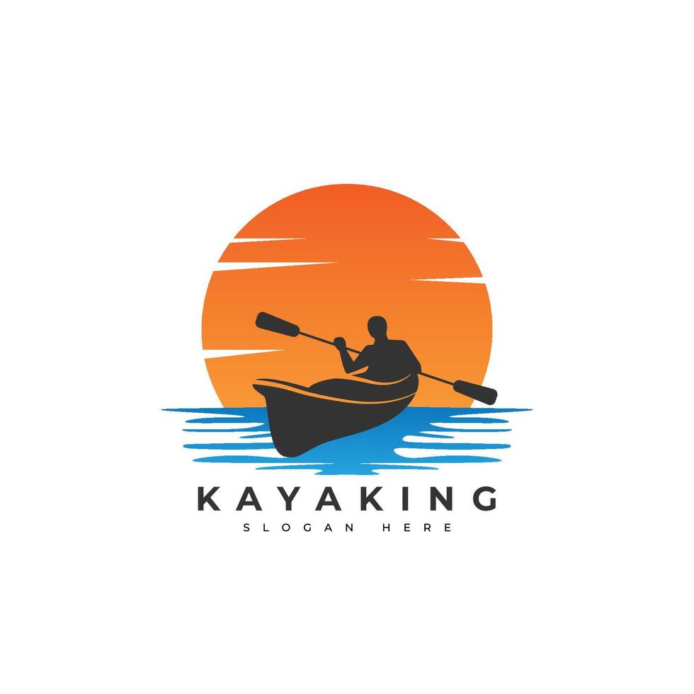 Illustration kayaking white background vector